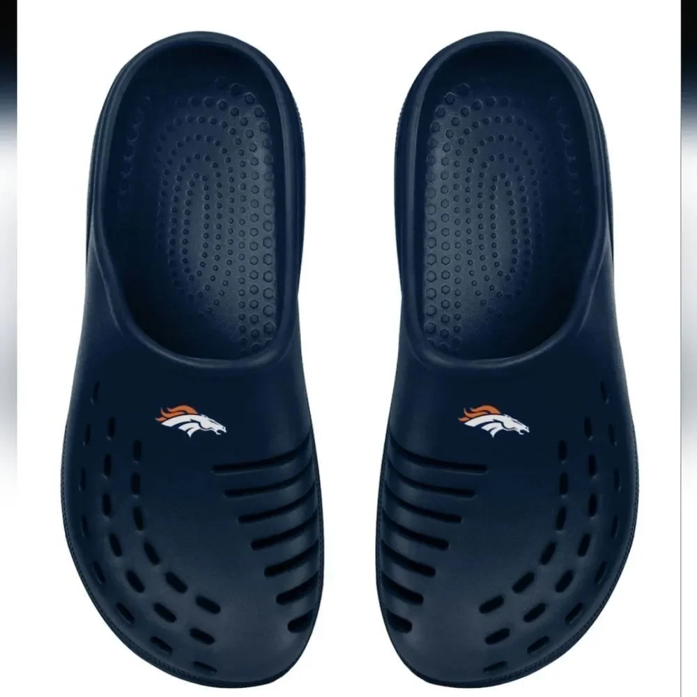 FOCO Men's XL 13-14 Navy Denver Broncos Sunny Day Clogs - New